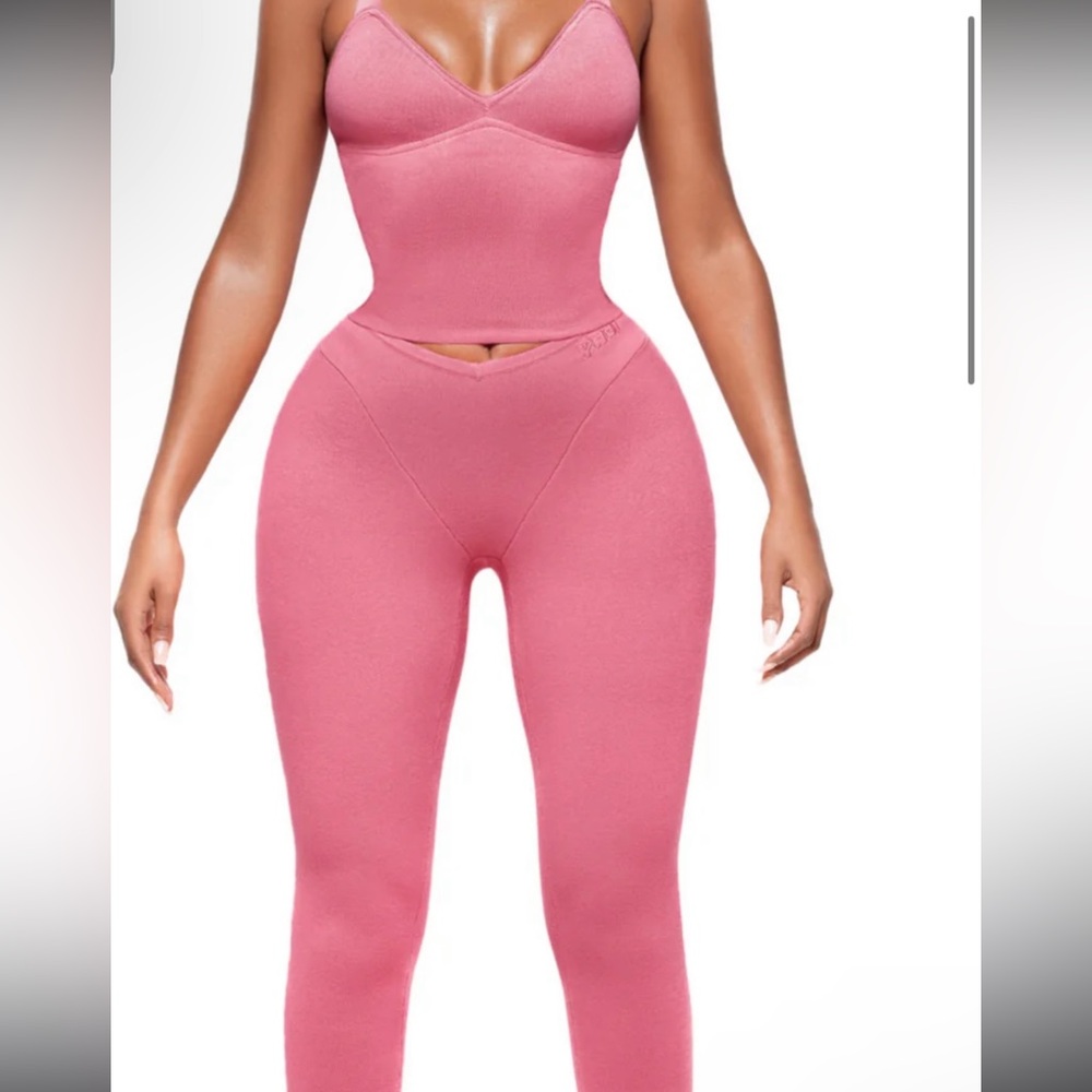 Pink Women's jumpsuit 2 piece top and bottom